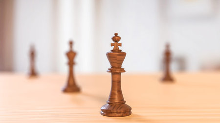 King Wood on Table for Business concept 3d Rendering.