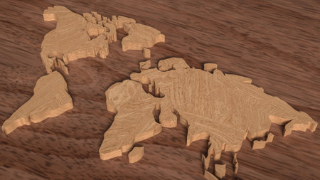 Wood world map for Business or education concept 3d Rendering.の写真素材