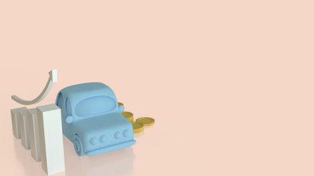 Car and coins for Transport or Business concept 3d Rendering.の写真素材