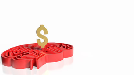 Gold Dollar Symbol and maze for Business concept 3d Rendering.の写真素材