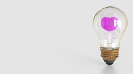Heart  in Light Bulb for Business concept 3d rendering.の写真素材