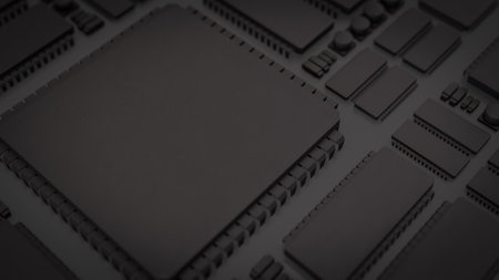 Black PCB Board for It to Technology concept 3d Rendering.の写真素材