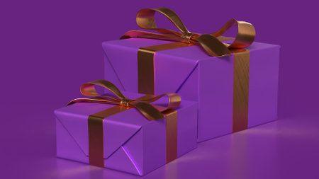 Purple Gift box for Party or celebration concept 3d Rendering.の写真素材