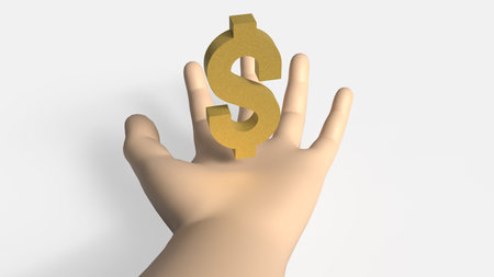 Dollar symbol in hand for Business concept 3d Rendering.