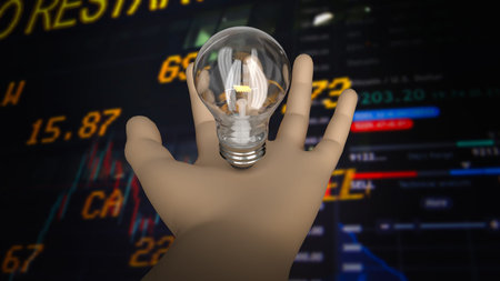 Light bulb in hand for idea concept 3d Rendering.