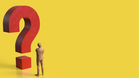 RED Question mark on yellow Background 3d Rendering.