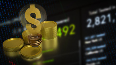 Gold dollar symbol in Light Bulb for Business concept 3d rendering.の写真素材