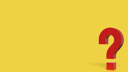 RED Question mark on yellow Background 3d Rendering.