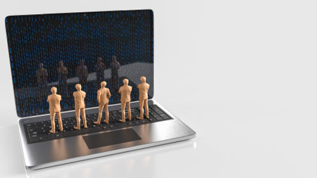 Man  on Notebook for Business Concept 3d Rendering.の写真素材