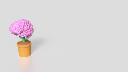 Brain tree in plant for Business or idea concept  3d Rendering.