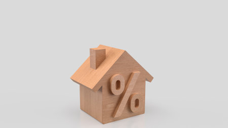 Wood House and percent for Property or real estate concept 3d rendering.の写真素材