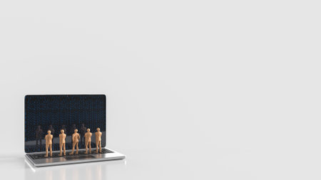 Man  on Notebook for Business Concept 3d Rendering.の写真素材