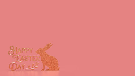 Gold Text and rabbit for Easter Day concept 3d Rendering.の写真素材