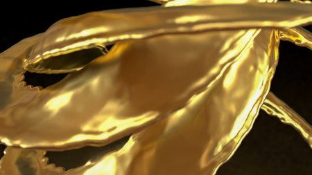 Gold splash on Black Background for Abstract concept 3d Rendering.の写真素材