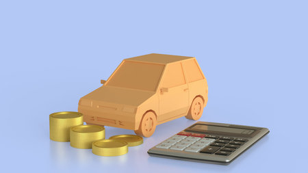 Car and Calculator for Business concept 3d Rendering.