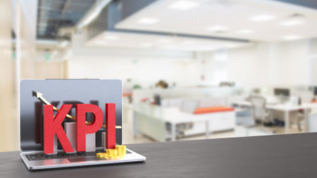 Kpi and chart on notebook for Business concept 3d Rendering.の写真素材