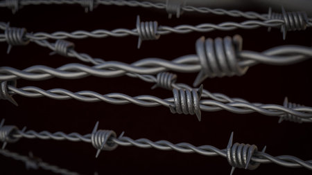 Steel barbed wire for security or war concept 3d Rendering