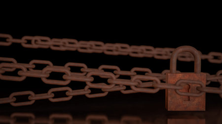 Rusty lock for protection or security concept 3d Rendering.