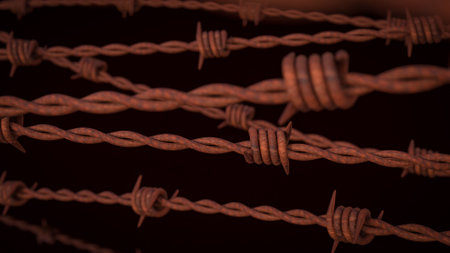 Rusty barbed wire for security or war concept 3d Renderingの写真素材