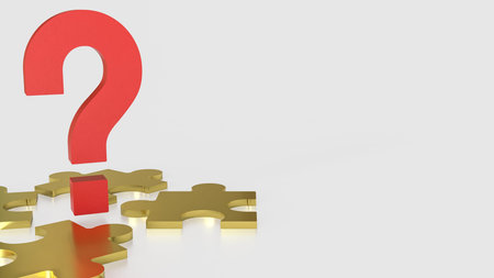 Red Question mark and jigsaw for creative concept 3d Rendering.の写真素材