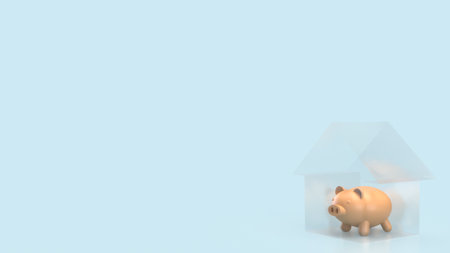 Piggy Bank in Glass House for Property concept  3d Rendering.の写真素材