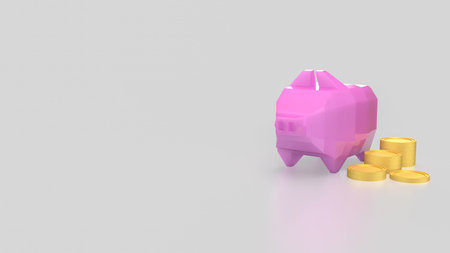 Piggy Bank and coins for Saving or earn concept 3d Rendering.
