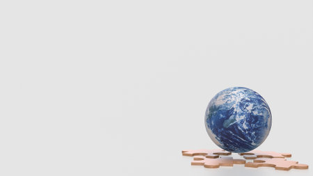 Earth and jigsaw for Eco concept 3d Rendering.の写真素材