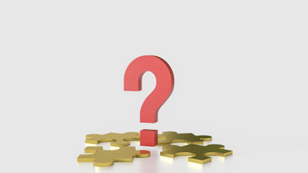 Red Question mark and jigsaw for creative concept 3d Rendering.の写真素材
