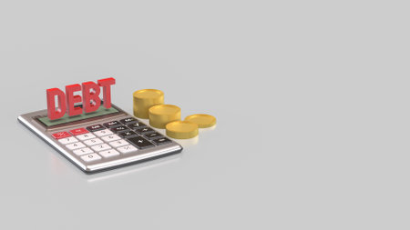Calculator and coins for Debt concept 3d Rendering.の写真素材