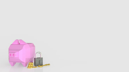 Master key and Piggy Bank for earn  or Saving concept 3d Rendering.の写真素材