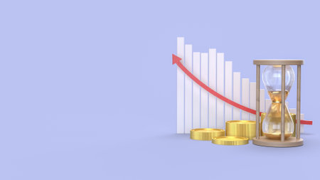 Gold coins and chart for Business concept 3d Rendering.の写真素材