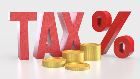 Red tax and coins for business concept 3d rendering.の写真素材