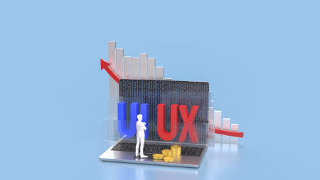 UI and UX on notebook for website or application concept 3d rendering.の写真素材
