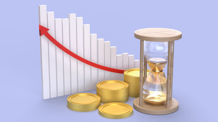 Gold coins and chart for Business concept 3d Rendering.