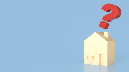House and question mark for real estate or property concept 3d rendering.の写真素材
