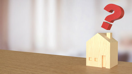 House and question mark for real estate or property concept 3d rendering.