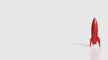 Red rocket on white Background 3d Rendering.の写真素材