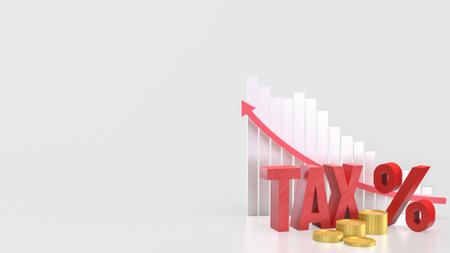 Red tax and coins for business concept 3d rendering.の写真素材