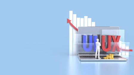 UI and UX on notebook for website or application concept 3d rendering.の写真素材