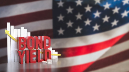 Bond Yield and chart on USA flag for Business concept 3d Rendering.の写真素材