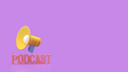 Yellow Megaphone for podcast concept 3d Rendering.の写真素材