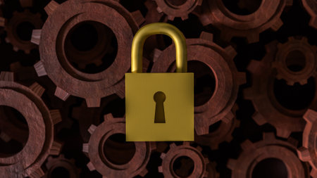 Master key lock and Gears for security concept 3d Rendering.の写真素材