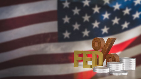 Fed and coins for Business concept 3d Rendering.の写真素材