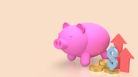 Piggy Bank and coins for Business concept 3d Rendering.の写真素材