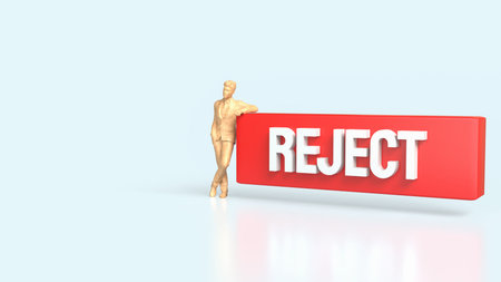 Red Reject on white background 3d Rendering.の写真素材