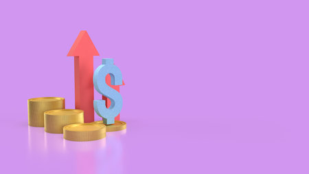 Dollar symbol and coins for Business concept 3d Rendering.