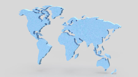 Blue world map for travel or Business concept 3d Rendering.の写真素材