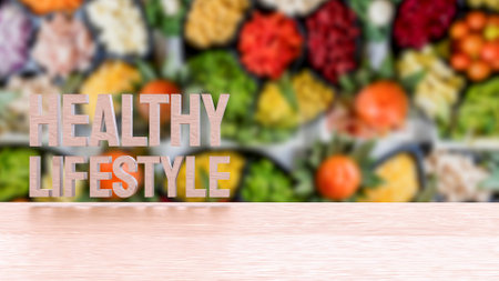 Healthy lifestyle on wood table image 3d Rendering.の写真素材