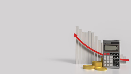 Calculator and coins for business concept 3d Rendering.