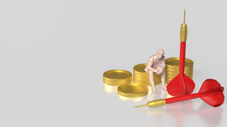 Red darts and coins on for Business concept.
